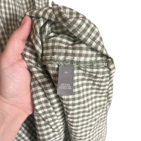 Arie NEW Green & white woven Gingham fairy lightweight women’s top SZ L - Picture 8 of 11
